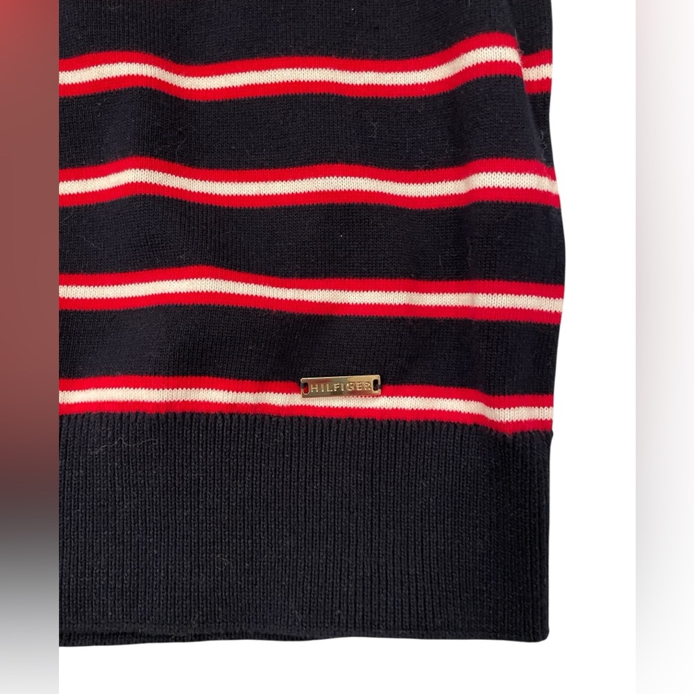 Tommy Hilfiger Women’s Pullover Navy/Red Striped Longsleeve Size Large - Picture 5 of 8